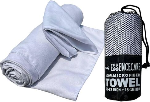 Microfiber Quick Dry Bath Camping Towel 2 Pack White Absorbent, Sand Free, Soft, Thin Lightweight Sports Travel Towels with Bag for Women Men and Kids in Saudi Arabia