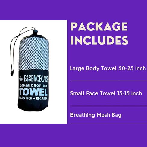 Microfiber Quick Dry Bath Camping Towel 2 Pack White Absorbent, Sand Free, Soft, Thin Lightweight Sports Travel Towels with Bag for Women Men and Kids in Saudi Arabia
