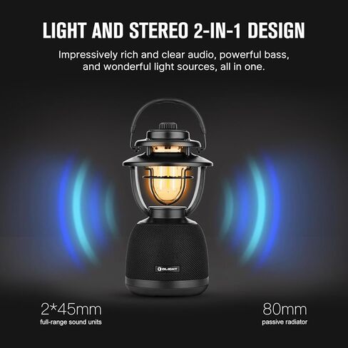 OLIGHT Olantern Music Rechargeable Camping Lantern Lamp with Bluetooth Speakers, 300 Lumens 360 Degree Visibility, TWS Mode, Waterproof Portable LED Tent Flashlight, for Camping, Hiking (Camouflage) in Saudi Arabia