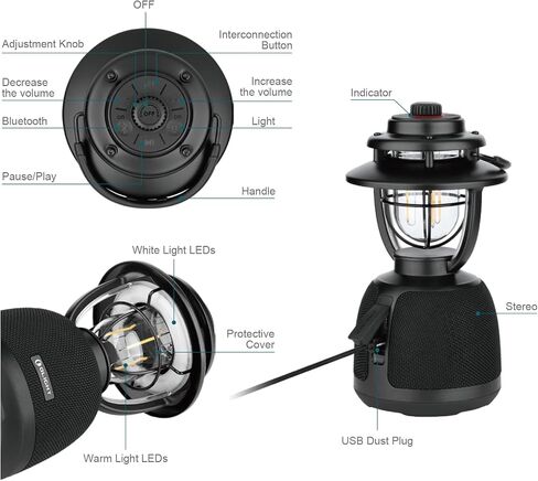 OLIGHT Olantern Music Rechargeable Camping Lantern Lamp with Bluetooth Speakers, 300 Lumens 360 Degree Visibility, TWS Mode, Waterproof Portable LED Tent Flashlight, for Camping, Hiking (Camouflage) in Saudi Arabia