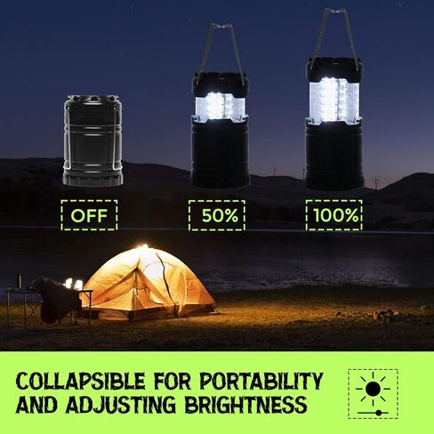 Battery Powered Camping Lantern ( 2 Pack )- 30 LED Hanging Lamp Lights | Waterproof Collapsible Lantern Flashlight for Tent Lights, Power Outages, Hurricane Emergency, Hiking in Saudi Arabia