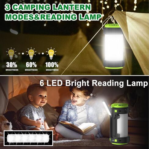 LED Camping Lantern Rechargeable,4000mAh Battery Powered Lantern with Phone Charger,3 Speeds Fan,7 Light Modes,Portable Handle Flashlight Camping Light for Power Outage Hiking,Emergency,Hurricane in Saudi Arabia