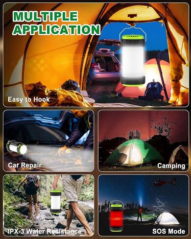 LED Camping Lantern Rechargeable,4000mAh Battery Powered Lantern with Phone Charger,3 Speeds Fan,7 Light Modes,Portable Handle Flashlight Camping Light for Power Outage Hiking,Emergency,Hurricane in Saudi Arabia