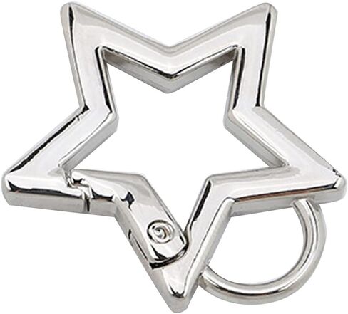 Silver Star Shaped Stainless Steel Keychain Clip Carabiner Snap Hook Holder Star Carabiner Hook Clip Key Holder Carabiner Clip for Keys and Wallet with Key Chain Rings Accessories in Saudi Arabia