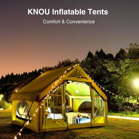 Inflatable Tent for Camping 2/4/6 People Large Blow Up Air Tents House, No Assembly Needed Luxury Glamping Tent, 10x7.2ft Waterproof Oxford, Field Green in Saudi Arabia