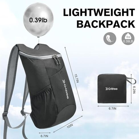 G4Free 11L Hiking Backpack Small Ultra light Packable Backpack Travel Bag for Women Men Casual Outdoor Camping Daypack (Black) in Kuwait