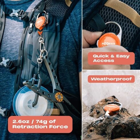 HOOK-EZE Fly Fishing Zinger Retractor 3 قطع، معدات صيد الذبابة والباس، ملحقات صيد السمك للزردية، حقيبة الظهر، سترة، طافية طافية، مقص، قاطع الخط، حبل قصير، أداة ربط العقد، هدايا صيد للرجال in Kuwait