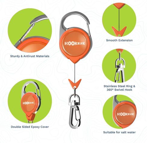HOOK-EZE Fly Fishing Zinger Retractor 3 قطع، معدات صيد الذبابة والباس، ملحقات صيد السمك للزردية، حقيبة الظهر، سترة، طافية طافية، مقص، قاطع الخط، حبل قصير، أداة ربط العقد، هدايا صيد للرجال in Kuwait