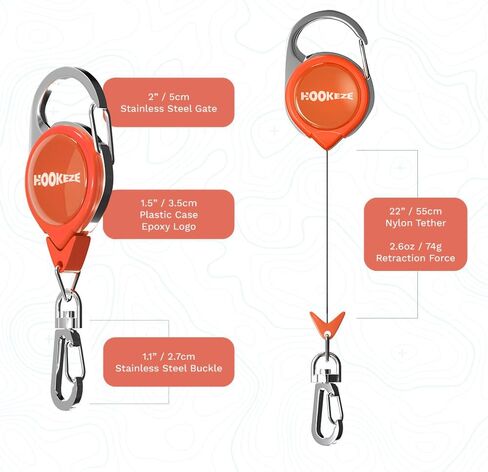 HOOK-EZE Fly Fishing Zinger Retractor 3 قطع، معدات صيد الذبابة والباس، ملحقات صيد السمك للزردية، حقيبة الظهر، سترة، طافية طافية، مقص، قاطع الخط، حبل قصير، أداة ربط العقد، هدايا صيد للرجال in Kuwait