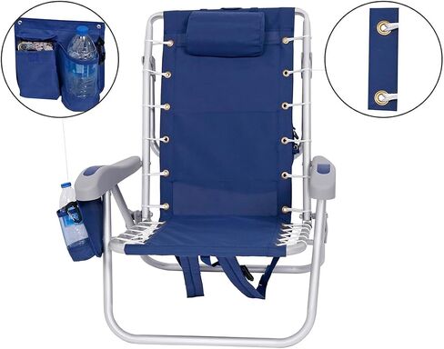 Ultimate Heavy Duty Folding Backpack Beach Chair for Adults with Face Hole and Foot Rest | Lay Flat, 5 Reclining Positions | Removable Insulated Cooler Pouch | 300 lbs Weight Capacity in Saudi Arabia