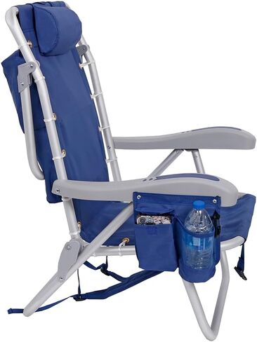 Ultimate Heavy Duty Folding Backpack Beach Chair for Adults with Face Hole and Foot Rest | Lay Flat, 5 Reclining Positions | Removable Insulated Cooler Pouch | 300 lbs Weight Capacity in Saudi Arabia