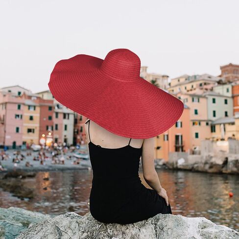 Straw Hat for Women, Oversized Beach Hat Large Wide Brim Visor Hats Roll Up Floppy Sun Hat for Summer Beach Cap UPF 50+ in Kuwait