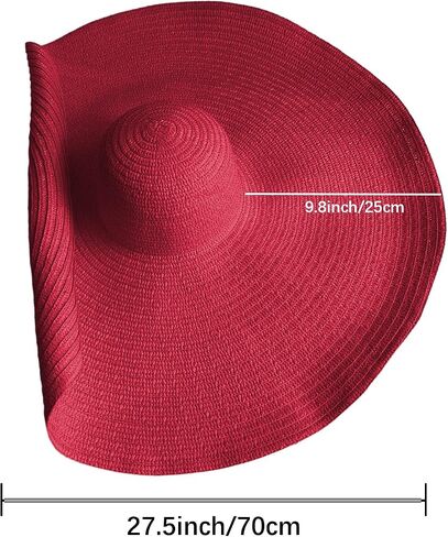 Straw Hat for Women, Oversized Beach Hat Large Wide Brim Visor Hats Roll Up Floppy Sun Hat for Summer Beach Cap UPF 50+ in Kuwait