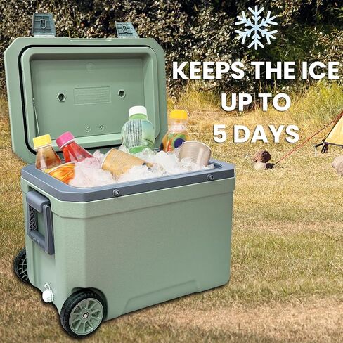 Ice Chest Box Cooler Insulated Portable with Heavy Duty Wheels Keeps Ice for up to 5 Days in Saudi Arabia