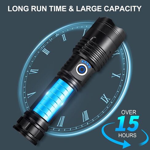 Rechargeable Flashlights 990,000 High Lumens 2 Pack, Led Super Bright Flashlight with 5 Modes & IPX7 Waterproof, 15H Running Time, High Powered Flash Light for Home Camping Home Emergencies in Saudi Arabia