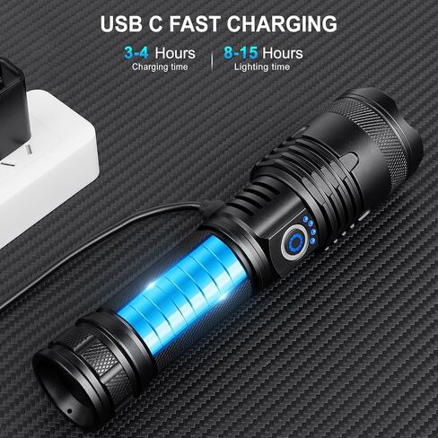 Rechargeable Flashlights 990,000 High Lumens 2 Pack, Led Super Bright Flashlight with 5 Modes & IPX7 Waterproof, 15H Running Time, High Powered Flash Light for Home Camping Home Emergencies in Saudi Arabia