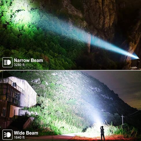 Rechargeable Flashlights 990,000 High Lumens 2 Pack, Led Super Bright Flashlight with 5 Modes & IPX7 Waterproof, 15H Running Time, High Powered Flash Light for Home Camping Home Emergencies in Saudi Arabia