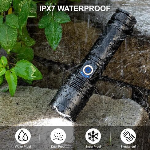 Rechargeable Flashlights 990,000 High Lumens 2 Pack, Led Super Bright Flashlight with 5 Modes & IPX7 Waterproof, 15H Running Time, High Powered Flash Light for Home Camping Home Emergencies in Saudi Arabia