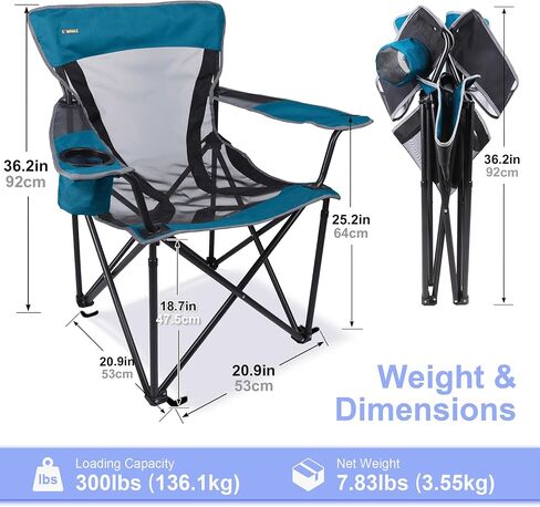Camping Chair Portable Folding Chair Cooling Mesh Back Outdoor Lawn Chair with Cup Holder and Carry Bag Supports up to 300lbs in Saudi Arabia