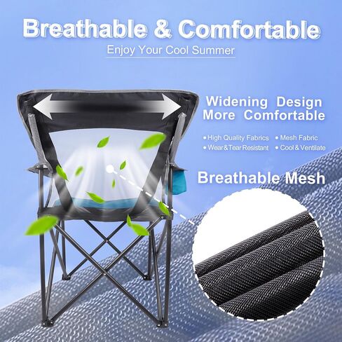 Camping Chair Portable Folding Chair Cooling Mesh Back Outdoor Lawn Chair with Cup Holder and Carry Bag Supports up to 300lbs in Saudi Arabia