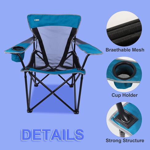 Camping Chair Portable Folding Chair Cooling Mesh Back Outdoor Lawn Chair with Cup Holder and Carry Bag Supports up to 300lbs in Saudi Arabia
