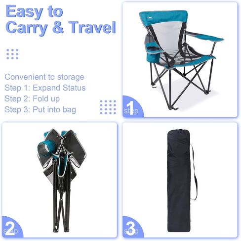 Camping Chair Portable Folding Chair Cooling Mesh Back Outdoor Lawn Chair with Cup Holder and Carry Bag Supports up to 300lbs in Saudi Arabia