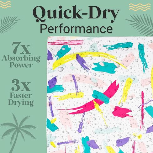 Microfiber Beach Towel, Extra-Large Beach Towels, Quick-Dry and Absorbent Beach Towels Oversized, Sand Resistant Beach Towels, Travel Towel with Carry Bag, Multicolor Paint Brushes, 74"x74" in Saudi Arabia