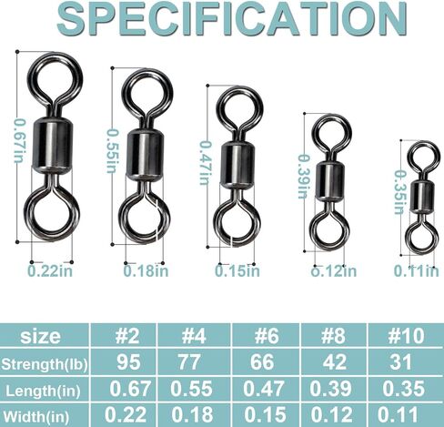 260pcs Fishing Swivels Barrel Swivels Stainless Steel Rolling Fishing Swivel Black Nickel Fishing Tackles in Saudi Arabia