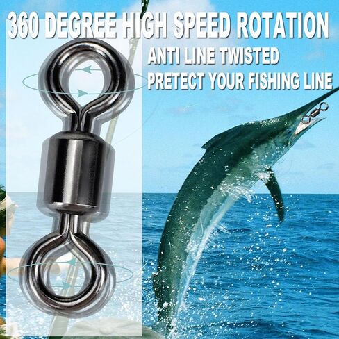 260pcs Fishing Swivels Barrel Swivels Stainless Steel Rolling Fishing Swivel Black Nickel Fishing Tackles in Saudi Arabia