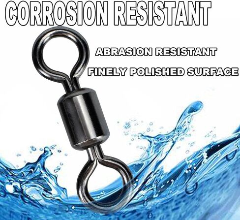 260pcs Fishing Swivels Barrel Swivels Stainless Steel Rolling Fishing Swivel Black Nickel Fishing Tackles in Saudi Arabia