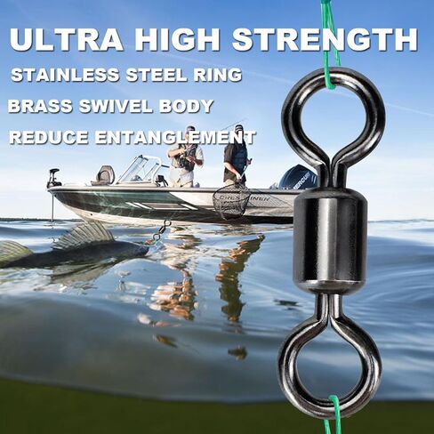 260pcs Fishing Swivels Barrel Swivels Stainless Steel Rolling Fishing Swivel Black Nickel Fishing Tackles in Saudi Arabia