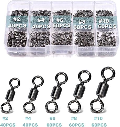 260pcs Fishing Swivels Barrel Swivels Stainless Steel Rolling Fishing Swivel Black Nickel Fishing Tackles in Saudi Arabia