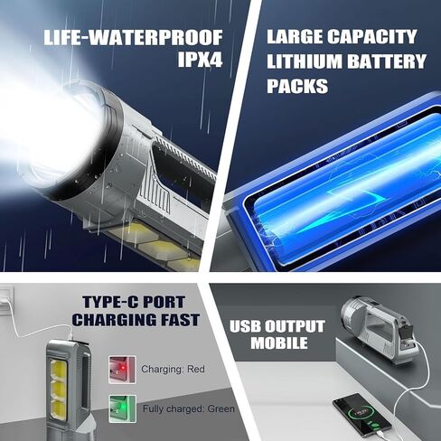 ErayLife Camping Lantern Rechargeable Hand Crank Flashlight, Super Bright LED Lanterns Flashlights for Camping Hiking Hurricane Emergency Power Outages, 6 Light Modes | Durable | Waterproof in Saudi Arabia