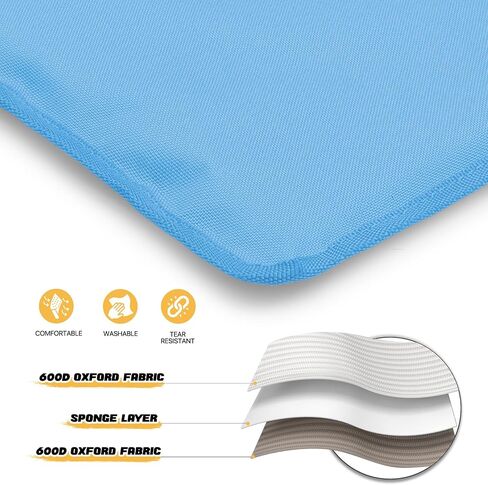 MoNiBloom Folding Beach Chair Chaise Lounge Mat for Adults Portable Foldable Lightweight Waterproof Sun Lounger with Carry Bag Adjustable Backrest for Outdoor Sunbathing Tanning (2-Pack, Sky Blue) in Saudi Arabia