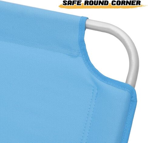 MoNiBloom Folding Beach Chair Chaise Lounge Mat for Adults Portable Foldable Lightweight Waterproof Sun Lounger with Carry Bag Adjustable Backrest for Outdoor Sunbathing Tanning (2-Pack, Sky Blue) in Saudi Arabia