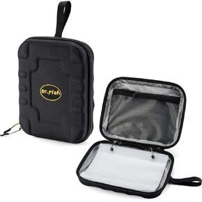 Dr.Fish Soft Bait Binder Organizer, Hard Cover Fishing Tackle Storage Binder, Lure Cover Bag with 8 Waterproof PVC Pockets for Soft Lures, Worm Snell Rigs Jigs Lure Wrap Wallet