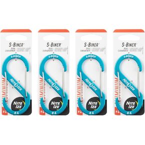 Nite Ize S-Biner Aluminum Dual Carabiner - Size 4 - Blue - 4 Count (4 Pack)