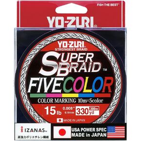 Yo-Zuri YZ-SB-15LB-5C-330YD: Superbraid Five Color 330Yds 15Lbs, (5 Color)