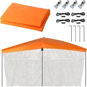 Hunting Blind Cap, Hunting Blind Safety Cap Cover with Windproof Clips and Stakes, Orange Ground Blind Cap for Hub 4 Sides Hunting Ground Blinds