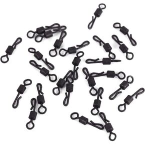 25pcs/Set Swivels Q Shaped Fishing Swivels Carp Rigs Accessory for Outdoor Fishing Matte Black