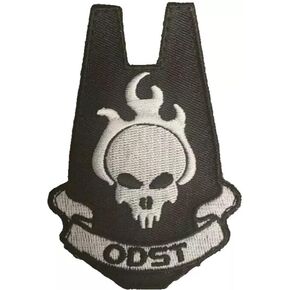 ODST Halo White/Blk Tactical Patch [3.5 inch - Hook Fastener Backing - HT2]