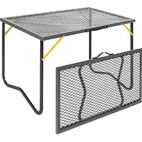 Portable Folding Grill Table, Outdoor Camping Table with Mesh Tabletop, Metal Grid Table for Patio, Picnic, BBQ, RV