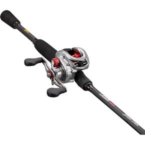 Lew's Laser MG Speed Spool Baitcast Reel and Fishing Rod Combo, 6-Foot 10-Inch 1-Piece Premium IM6 Graphite Rod with Split Grip EVA Handle, Right-Hand Retrieve, Silver