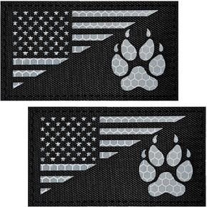 2Pcs IR Reflective Dog Paw Patches USA Flag Tactical Morale Patch with Hook and Loop Fastener Backing for Dog Vests Harnesses in Kuwait