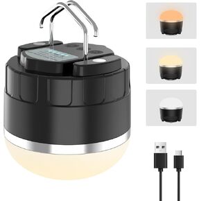 Rechargeable LED Camping Lantern 1000LM, TOHETO Portable Hanging Tent Light with 3 Colors Changing, Magnetic Base, Waterproof Emergency Hanging Light for Hurricane, Power Outages, Home, Hiking -Black