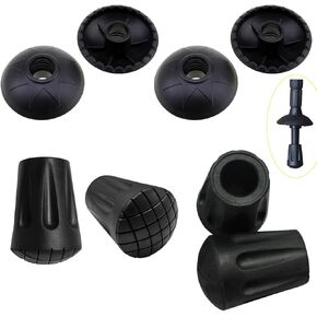 8 Pack Trekking Poles Rubber Tips Protector Cover with Snow Basket Set Screw-On Sand Mud Baskets for Walking Sticks Hiking Pole Replacement Parts Climbing