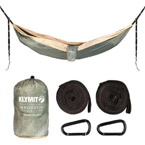 Klymit Double Wide Camping Hammock 400 lb. Capacity with Heavy Duty Straps and Caribiners - NAVIGATOR SERIES - Green