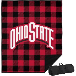 LOGOVISION The Ohio State University Picnic Outdoor Blanket, 50"x60" Red and Black Buffalo Check, Foldable Blanket for Picnic, Beach, Camping, Park, Tailgate
