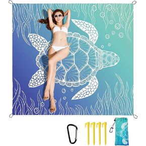 Beach Blanket Waterproof Sandproof Picnic Blankets Extra Large Beach Mat 79" X 83" for 4-6 Adults Oversized Picnic Mat for Outdoor Travel Camping Hiking (Style 1)