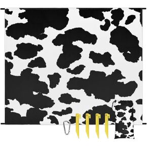 Cow Print Lightweight Beach Blanket Waterproof Sandproof 59"X68" Sand Free Beach Mat with 4 Stakes Compact Outdoor Blanket for Beach Quick Drying Picnic Mat for Travel Camping